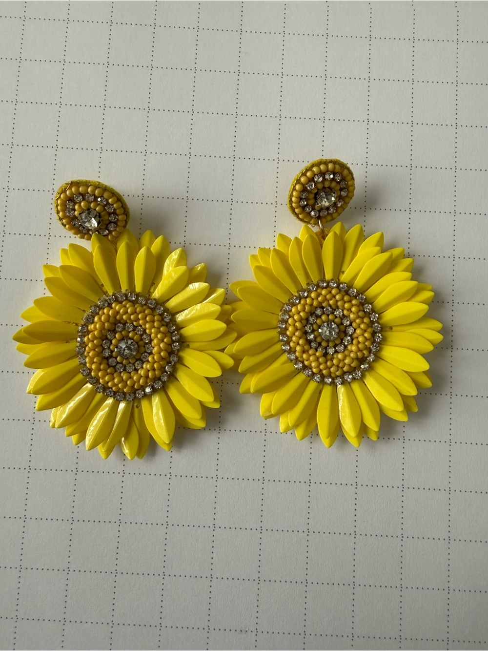 3 inch Yellow Sunflower Drop Earrings - Statement Floral Jewelry